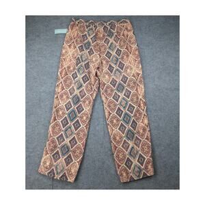 Coldwater Creek Pants Womens 12 Coastal Cowgirl Wide Leg 90s Boho Block Print